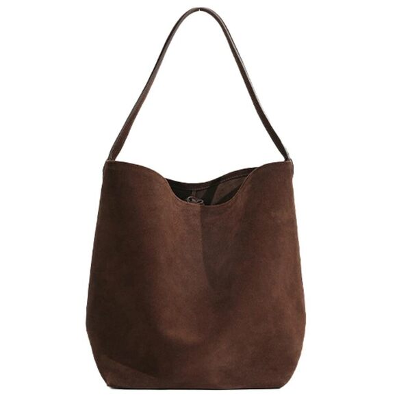 Handbags - 4408 Large Leather Bucket Shoulder Bags Soft Suede Tote Purse Handbags